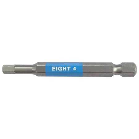 Eight Tool EX-IMPACT HIGH IMPACT HEX BIT 6.35MM SHANK 9MM GROOVE COLOR CODED, 4 X 65MM OAL LTBL EA-610C 4mm x 65